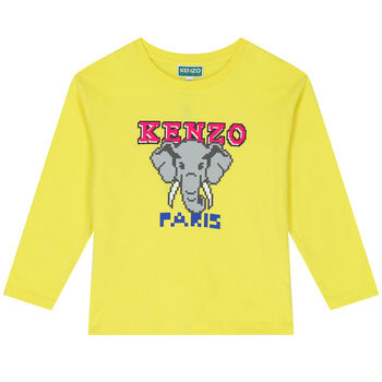 Girls Yellow Elephant Long Sleeve Top